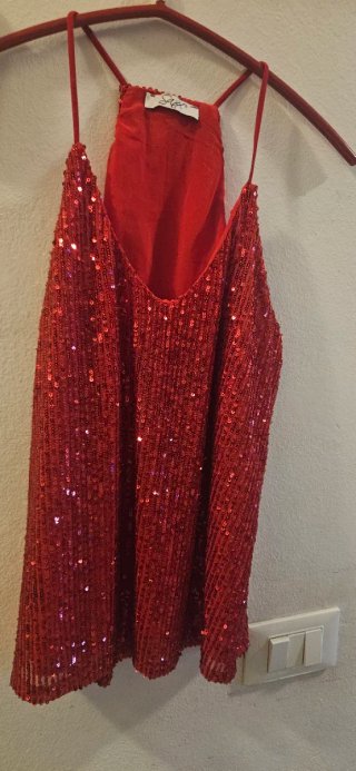 Top paillettes rosso Tg S