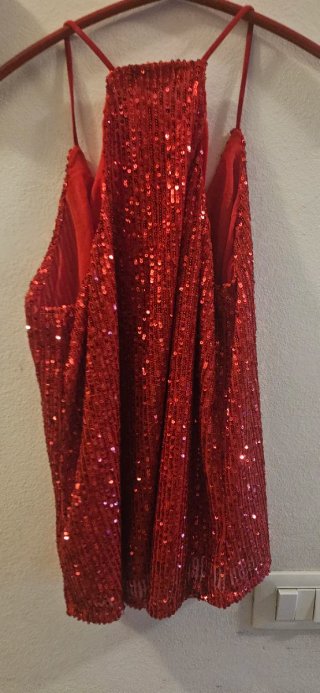 Top paillettes rosso Tg S