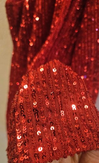 Top paillettes rosso Tg S