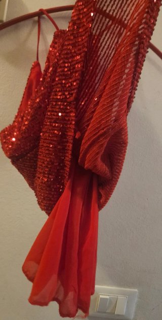 Top paillettes rosso Tg S