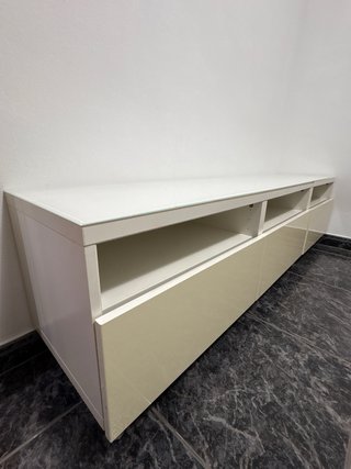 Mueble TV Beige y Blanco