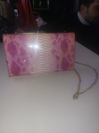 Bolso fiesta metalizado cadena oro rosa