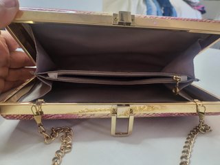 Bolso fiesta metalizado cadena oro rosa