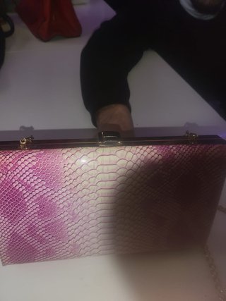 Bolso fiesta metalizado cadena oro rosa