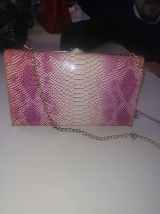 Bolso fiesta metalizado cadena oro rosa