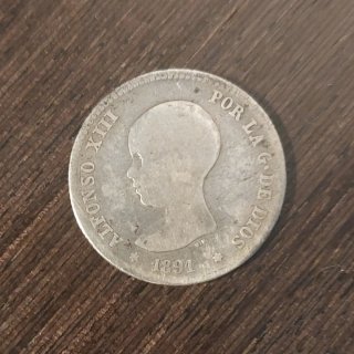 Moneda 1 Peseta Alfonso XIII 1891