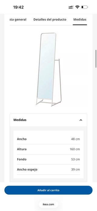 Espejo de pie IKEA KNAPPER blanco