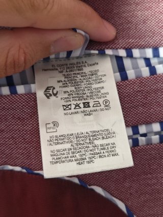Americana Granate Algodón El Corte Inglés Talla 56