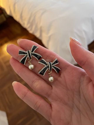 Pendientes Chanel Lazo Perla Rosa Plata