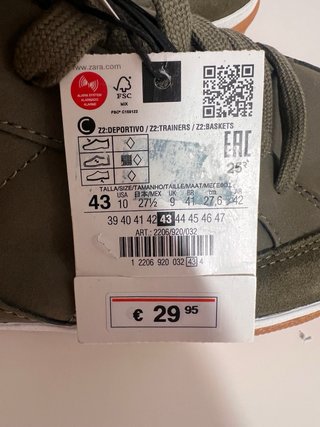 Zapatillas Zara Verde Talla 43