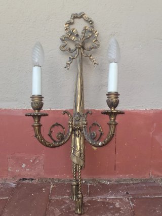 Lámpara Candelabro Bronce Antigua Pared