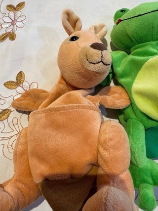 3 Peluches Títere de Guante (Canguro, Rana, Pato)