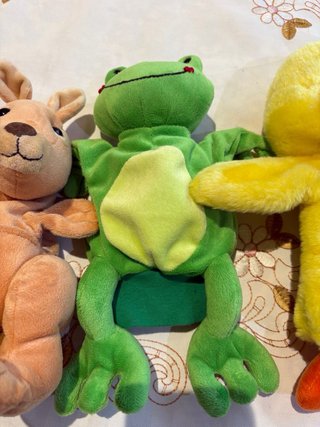 3 Peluches Títere de Guante (Canguro, Rana, Pato)