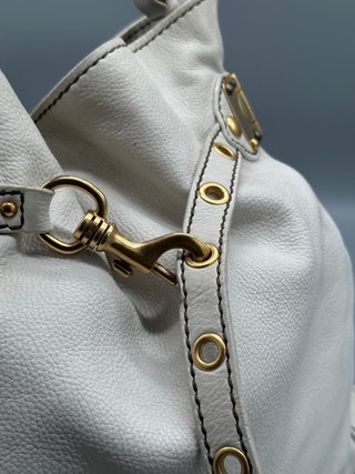 Borsa Miu Miu Pelle Bianca Dettagli Oro