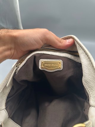Borsa Miu Miu Pelle Bianca Dettagli Oro