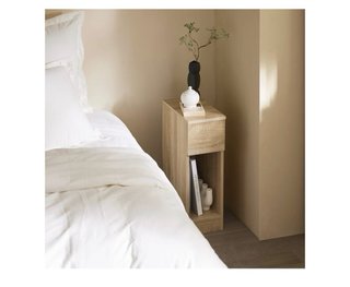 2 Mesitas de Noche Madera Beige