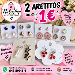 2 Aretes por 1€ Si te llevas los 12 pares 5 euros