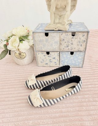 Manoletinas Mujer Sfera Rayas Azul Marino y Blanco