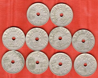 10x 25 Céntimos España 1937