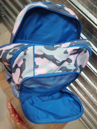 Zaino scuola camouflage rosa e blu