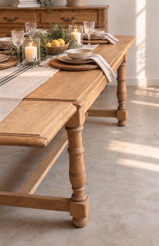 Mesa de comedor roble lavado rústica francesa