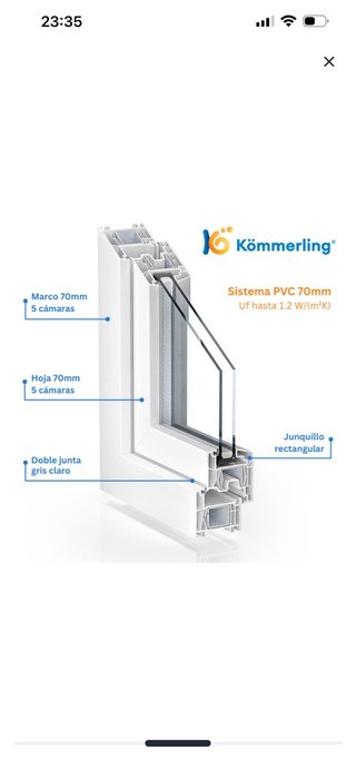 Ventana PVC Kömmerling 1000x500mm