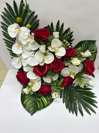 Flores Artificiales Cementerio Rosas Blancas Rojas