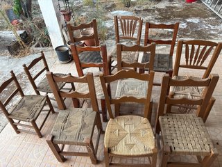 Juego 4 Sillas Antiguas Madera Tapizadas