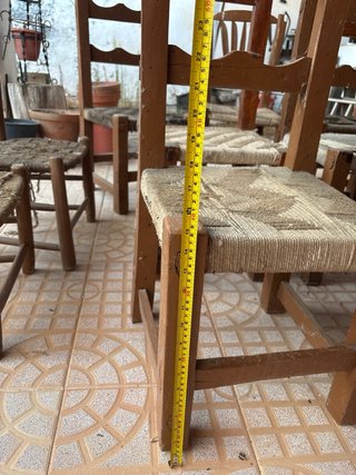 Juego 4 Sillas Antiguas Madera Tapizadas