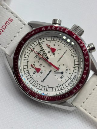 Omega x Swatch Moonwatch Blanco/Rojo