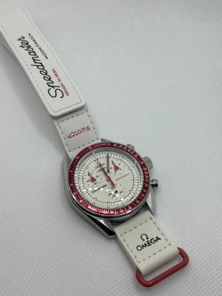 Omega x Swatch Moonwatch Blanco/Rojo