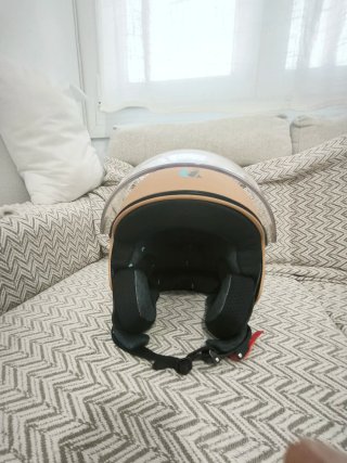 Casco Unik Scooter Beige y verde