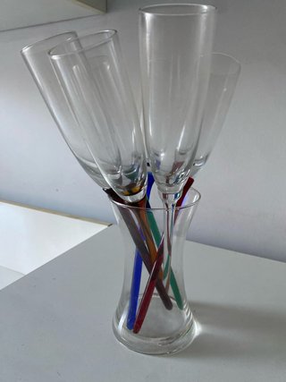 Juego 4 copas de cristal multicolor