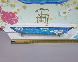 Set di 2 quadri da bagno con fiori 28x28cm