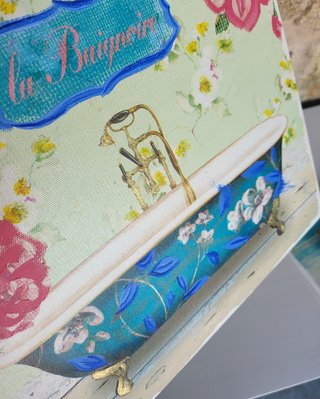 Set di 2 quadri da bagno con fiori 28x28cm