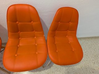 Pack 4 Sillas Naranja Piel Sintética