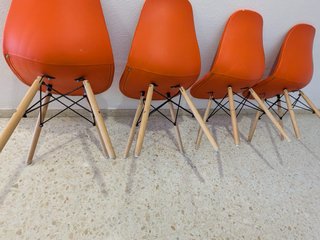 Pack 4 Sillas Naranja Piel Sintética