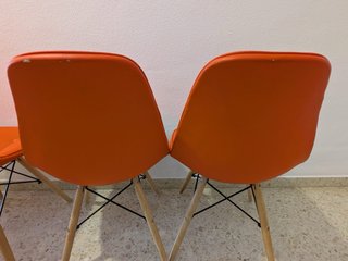 Pack 4 Sillas Naranja Piel Sintética