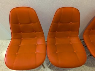 Pack 4 Sillas Naranja Piel Sintética