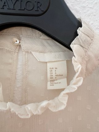 Blusa transparente con puntos y cuello alto