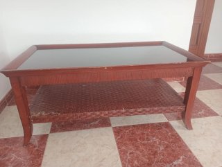 Mesa baja madera y cristal