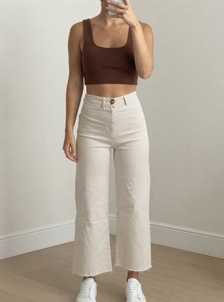 Stradivarius pantalón crudo pierna ancha 36