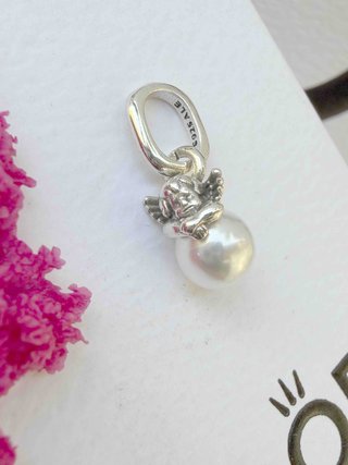 Pandora Charm Colgante Ángel Perla Plata