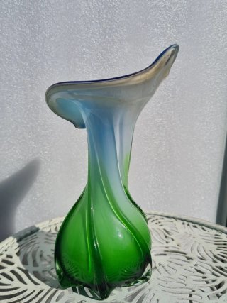 Vaso Murano Vetro Blu Verde