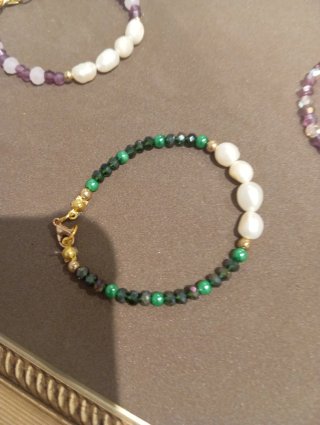 Pulseras Perlas Agua Dulce y Cristal Morado