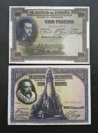 2 Billetes Banco de España (Reproducción)