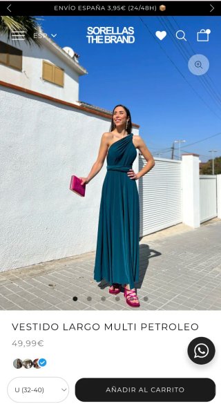 Vestido largo SORELLAS THE BRAND azul petróleo