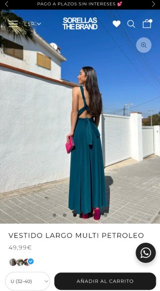 Vestido largo SORELLAS THE BRAND azul petróleo