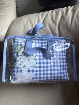 Conjunto 3 Neceser Flores Cuadros Azul