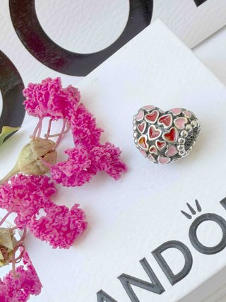 Pandora Corazón Corazones Rosa y Rojo
